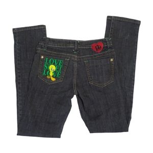 RARE Looney Tunes Jeans Tweety Bird "Love Sweet Love" Low Rise Denim 90s 3